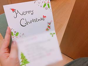 韓国の友達に送った手書きのクリスマスカード